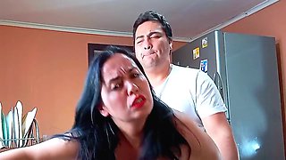 Fucking My Stepmom In The Kitchen Topless And Moaning Loudly