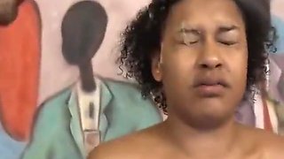 Black Ghetto Trash Getting Her Face And Pussy Fucked Hard