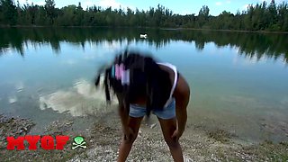 MY GIRLFRIEND - Hazel Grace Plays With Her Cooter In A Car, Then Rails Sean Lawless' Man meat In Nature