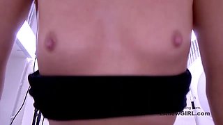 Skinny Doll Rides with her Tight Vagina