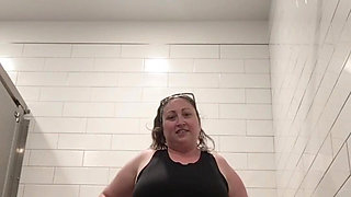 Curvy MILF in Public Toilets Horny in Cotton Panties