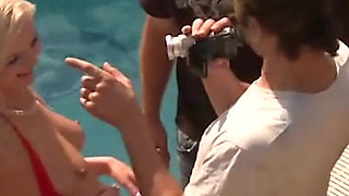 Group of guys attends pool party with hot girls and gets naked