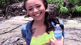 Petite latina teen outdoor quickie fuck