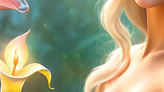 Nude Beauty Holding a Luminous Calla Lily Ruby Diamond Elegance Artistic Ai Slideshow