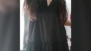 Hot 18 year old Latina schoolgirl in dress shows her teacher what's under there