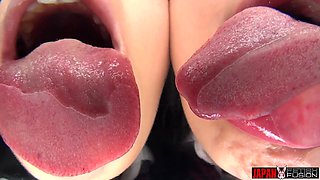 POV!! Double Lesbian Tongue Kiss with Long and Playful Schoolgirl Style - Hikari Mitsuki and Ena Yuzuriha