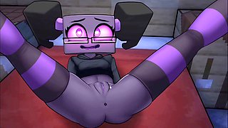 Hornycraft Enderman girl enjoys an anal toy fuckfest in a game gallery