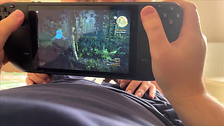 Stepmom sucked and jerked me off while I was playing The Witcher 3 on Steam Deck