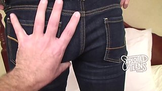 Watch this beautiful 18 yr old blond hair babe take on an 8 inch