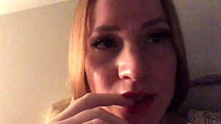 Busty Redhead MILF in a Corset Plays Solo