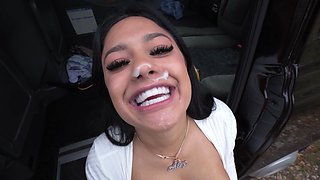 The more this fine Latina fucks the more she wants sperm on her jugs