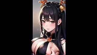 Big tits collection of AI-generated hentai art