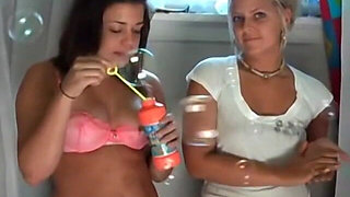 Shower time fun for sam and callie