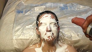 Compilation of home-made simulated cum facials on step sisters