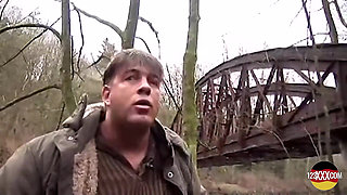 Cute Brunette Doesn't Mind Sucking and Fucking in the Rain