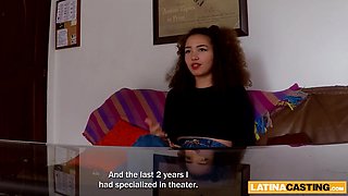 Virginal Diminutive Latina School Chick Tricked in Faux Job Dialogue