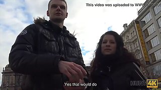 Hunt4k. huge boobed dark haired gets her shaved vagina nailed for cash