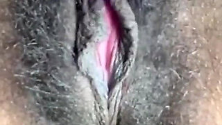 Close up Stimulating My Big Clit Hairy Pussy Creaming