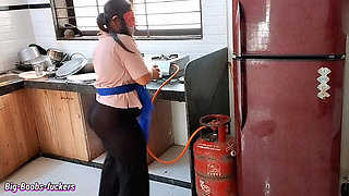 Seeing the big ass of the new maid the owner got excited and fucked the maid.