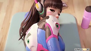 Big boobs mei from overwatch fucked in threesome sex