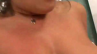 Lucky guy fucks brunette babe and cums all over her tits
