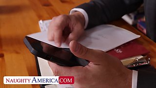 Aria Sloane demands her boss to pound her tight pussy in the office