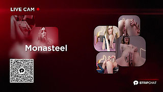 Monasteel skinny blonde with glasses in solo masturbation - on Stripchat