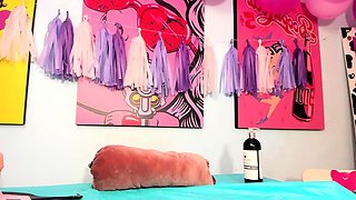 Stacked brunette goes solo toys and masturbation