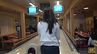 HUNT4K. Guy penetrates attractive beauty while cuckold plays bowling