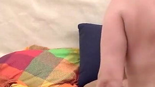 Muscle man and blonde milf love in the bedroom