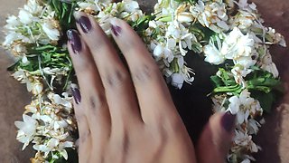 Marathi Aunty Handjob with Flowers to Her Stepbrother