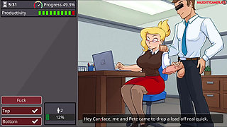 Barely Working - Busty Blonde Fucked by Everyone in the Office - 3D Porn Game