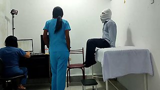 IT HAPPENED AT THE CLINIC!! A FEMALE DOCTOR AND NURSE SEDUCE A PATIENT. THEY FUCK HIM ON THE STRETCHER