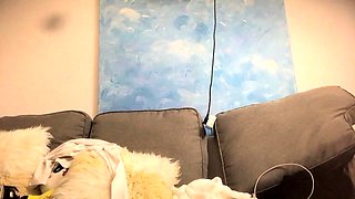 Cute amateur asian web cam girl playing with her toy