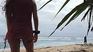 Public Beach Butt Plug Insertion by a Solo Female