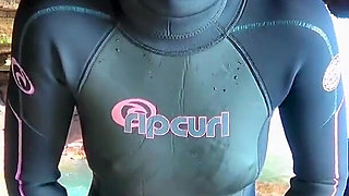 Wetsuit Cave Encounter: Secret Fun with Mysterious Stranger