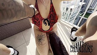 Tattooed slut horny interracial sex