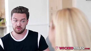 Busty Blonde Milf Boss Fucks Her Young Employee's BF & She Joins In
