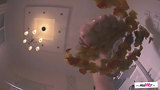 Fruit smoothie, Gina Gerson crushing fruit with her pussy and feet
