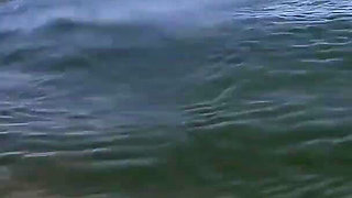 We Got Caught! My Teacher Handjobs My Cock Underwater on Nude Beach Public Sex
