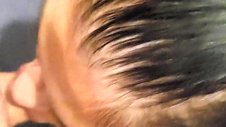 Nasty Black Hair Girl Making Deepthoart Blowjob with Dildo in Pussy