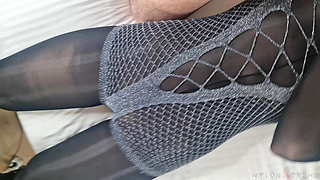 POV Elena Clark Masturbation Nylon Grey and Black
