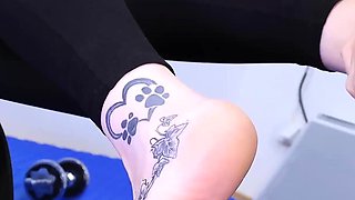 Girlfriend's Big Smelly Feet and Socks Worship in the Gym