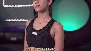 Fitness Rooms Latina teen Sofia Smith POV blowjob at the gym