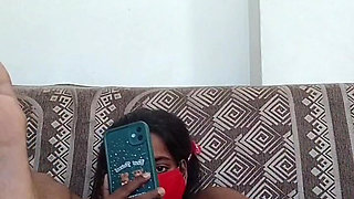 My qute wife fucking with big dildo and playing with pusssy and fingering hard with video call his bf