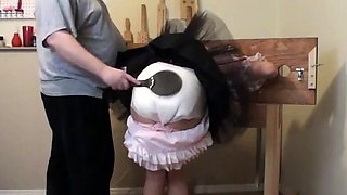 Raelyn: Maid Uniform, Spanked in Pillory