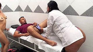 Hot blonde nurse Allison Sweet gets wild with Latina in steamy anal threesome