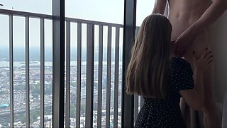 Stacked babe loves passionate morning sex on the balcony