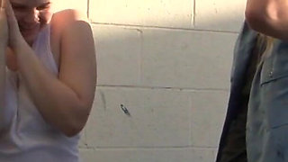 Horny lesbians pussy licking each other at the car wash
