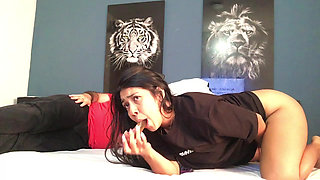 I finger my pussy in front of my stepfather until I orgasm.